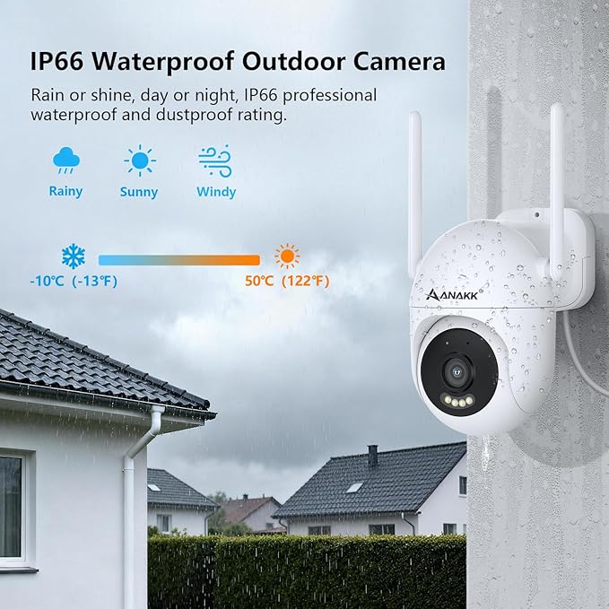 Outlet Powered Outdoor Security Camera with SD Card, 2.4Ghz/5Ghz WiFi Home Camera, Night Color, 2 Way Audio, 24/7 Recording, Human Detection, Cam for Baby/Nanny/Pet, Waterproof, No Monthly Fee