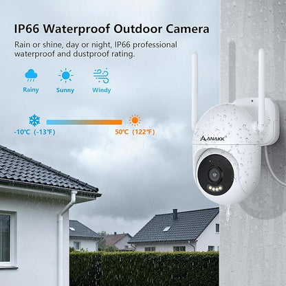 Outlet Powered Outdoor Security Camera with SD Card, 2.4Ghz/5Ghz WiFi Home Camera, Night Color, 2 Way Audio, 24/7 Recording, Human Detection, Cam for Baby/Nanny/Pet, Waterproof, No Monthly Fee