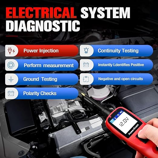 Autel PowerScan PS100 Power Circuit Probe Kit - 12V 24V Car Circuit System Diagnostic Tool, Automotive Circuit Tester with 20ft Extension Cable, Easy to Read AC/DC Current Resistance