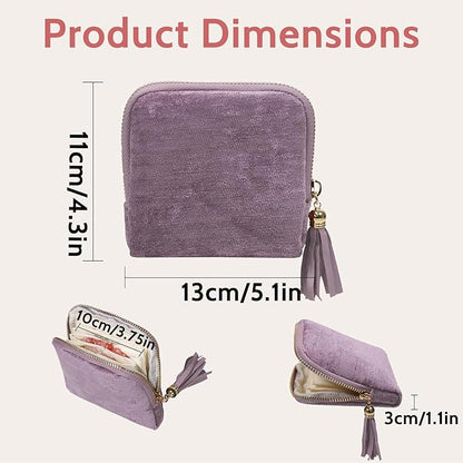 Stuffdatas Travel Jewelry Case, Stuffdatas Bags, Small Jewelry Travel Pouch Mini, Travel Jewelry Organizer Pouch Velvet, with 5 Compartments (2PCS-A)