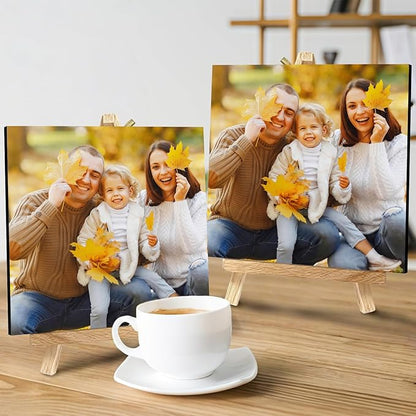 Custom Photo Frame with Stand, Personalized Picture Display, MDF and Wood Construction, Desktop Decor, Multiple Designs, Customizable Gift for Family and Friends