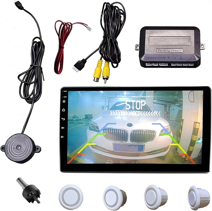 LCD Parking Sensor Kit - Displays Data on Original Screen, Easy Rear Installation, Compatible with All Camera Formats (AHD, CVBS), 18 Probe Colors to Match Any Vehicle