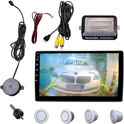 LCD Parking Sensor Kit - Displays Data on Original Screen, Easy Rear Installation, Compatible with All Camera Formats (AHD, CVBS), 18 Probe Colors to Match Any Vehicle