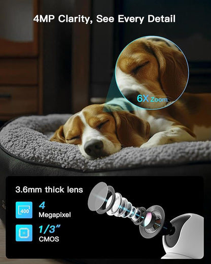 ARENTI 5G Indoor Security Camera 2 Pack, 4MP Pet Camera with Speaker for Dog/Cat, Baby Monitor with Phone App, Dual-Band WiFi, Auto Tracking, Super Night Vision, 64G Local Storage (P2Q 64G 2PC)