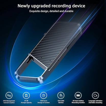 64GB Voice Activated Recorder - Recording Device with 1600H Long Duration Vioce Recorder for Lecture & Meeting - HD Audio Recorder Supporting MP3/WAV Formats