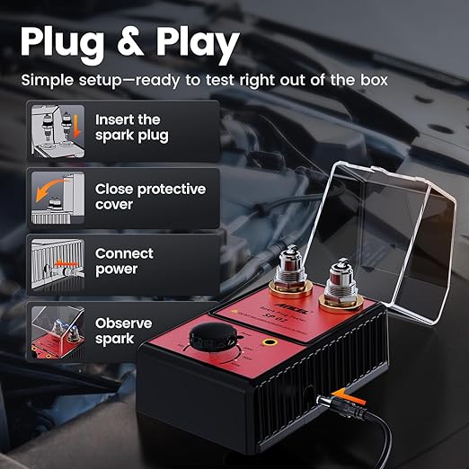 ANCEL SP02 Spark Plug Tester Automotive Engine Ignition Coil Tester Dual Holes 0 to 6000RPM Adjustable Working Frequency Car Spark Plug Gap Tool