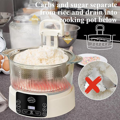 Low Carb Rice Cooker,3L Multifunction Smart Rice Cooker - 4H Keep Warm,Digital Display,Timer & Reservation Function,Suitable for Cooking,Simmering,Stewing,and Steaming(3L,Beige)