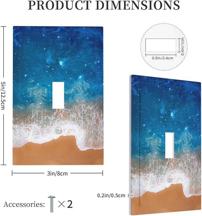 Blue Sea Ocean Beach Waves Single Toggle Light Switch Cover plate Outlet Cover Decorative Switchplate Wall Plates Electrical Panel Cover for Bathroom Living Room 5 X 3 IN