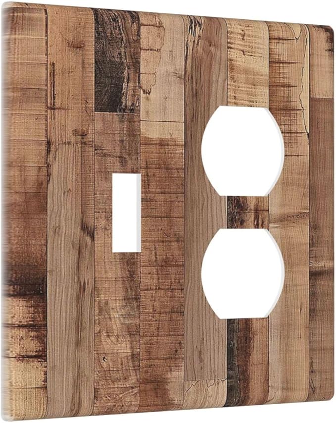 Wallplates Rustic Brown Wood Grain 1 Toggle 1 Duplex Switch Plate Electrical GFCI Faceplate Decorative Light Switch Covers for Farmhouse Kitchen Decor