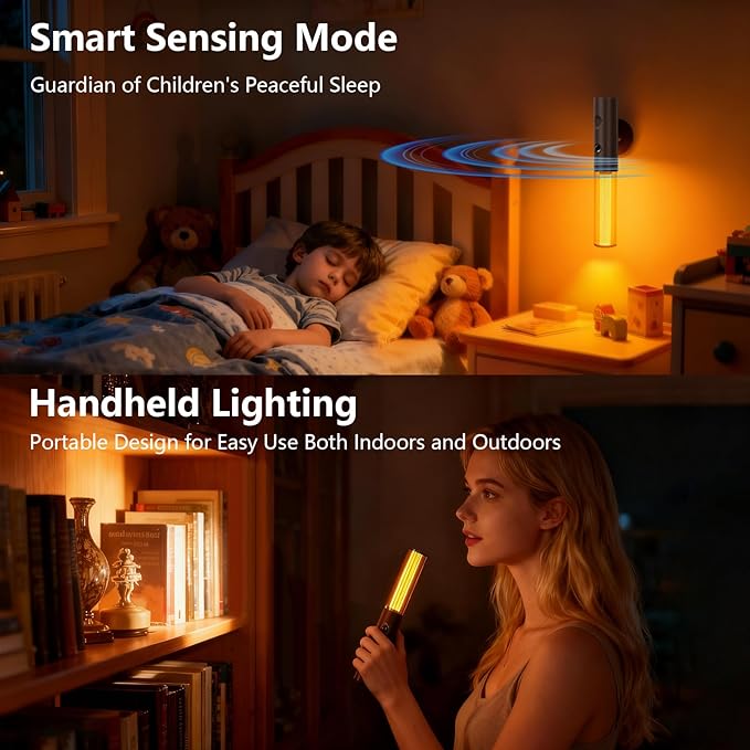 2Pack Motion Sensor LED Night Lights, Rechargeable Battery Operated Indoor Smart Motion Detector Nightlights with 3 Modes&3 Brightness, Auto Body Sensor Dimmable Wall Lamps for Closet Stairway Cabinet