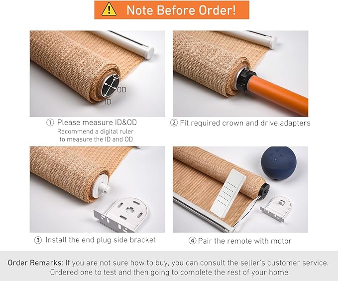 110V/120V Tuya WiFi 35mm Roller Blinds Motor Wired, 6N 20rpm, Smart Google Alexa APP Electric Remote Control Motorized Roller Blinds