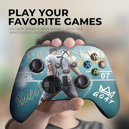 DreamController Ronaaldo Custom X-box Controller Wireless compatible with X-box One/Series X/S Proudly Customized in USA with Permanent HYDRO-DIP Printing (NOT JUST A SKIN)