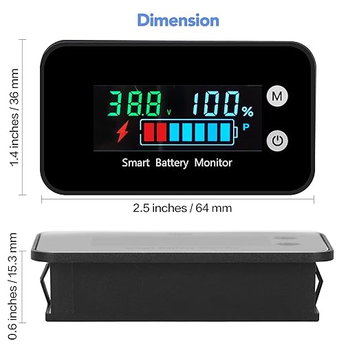 Upgrade IPX7 Waterproof Battery Monitor with Bracket,12v 24v 36v 48v 60v 72v Battery Tester for car,Golf cart,RV,Boat.Voltage,Remain Capacity Battery Monitor with Temperature and Buzzer Alarm