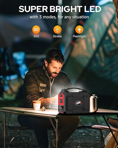 Apowking Solar Powered Generator 200W Peak/100W Rated, Portable Power Station with Solar Panels 40W Included, 146Wh Solar Power Bank with AC Outlet 110V for Home Use Camping Outdoor Adventure