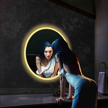 Blossom 24 Inches Large Modern LED Round Bathroom Vanity Mirror, Color Temperature Adjustable, Anti-Fog Dimmable Lights, Easy to Install, Wall Mounted Makeup Mirror with Smart Touch Button