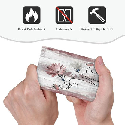 Light Switch Cover Plate Pink White Daisy Butterfly Wood Grain 1 Gang No Device Blank Electrical Wall Plates Faceplate Decorative Switch Plate for Farmhouse Bathroom Decor