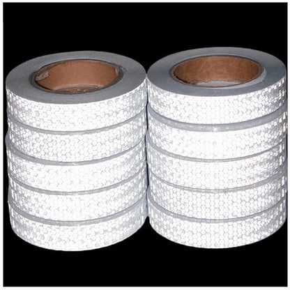 White Reflective Tape Outdoor Waterproof 1 inch Wide, High Visibility Warning Industrial Marking Tape,Safety Stickers (68 feet,10 Rolls)