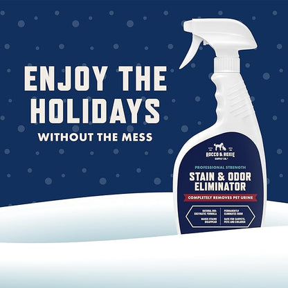 Rocco & Roxie Supply Co. Stain & Strong Odor Eliminator, Enzyme Cleaner, Pet Odor Eliminator for Home - Carpet Stain Remover for Cats & Dog Pee - Urine Destroyer - Carpet Cleaner Spray Clear, 32 Fl Oz