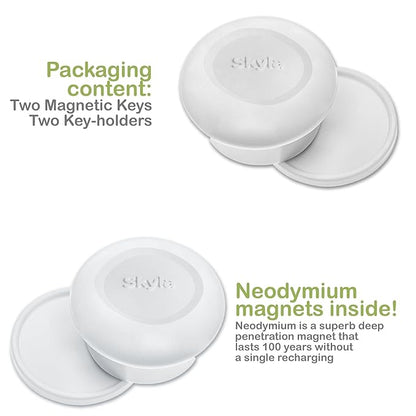 SKYLA HOMES Magnetic Cabinet Locks Baby Proofing Child Safety - The Safest Quickest and Easiest Multi-Purpose 3M Adhesive Child Proof Latches, No Screws or Tools Needed (2 Pack)