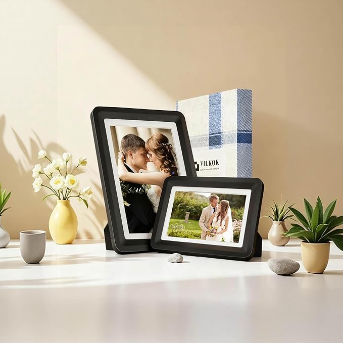 1-Pack 5x7 Black Picture Frame, Clear Acrylic Photo Frame with White Mat for 4x6 Photos, One-Piece Shatterproof & Tool-Free Design, UV-Resistant Waterproof Tabletop Frame for Home Office Decor