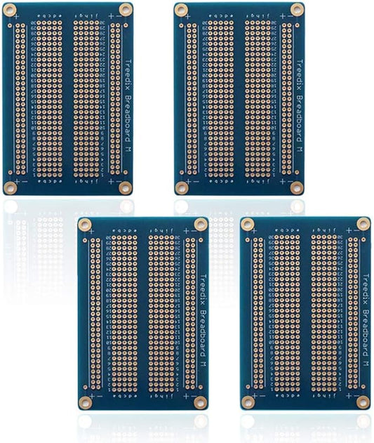 4 pcs Universal Board Solderable BreadBoard PCB Prototype Shield Board Double Sided Tinned Gold Plated Holes Compatible with Arduino Kit Raspberry Pi Shield Prototyping and Testing (Mode 2)