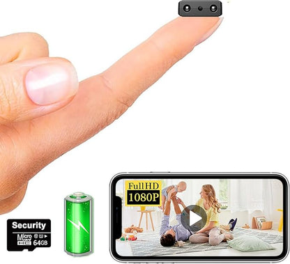 【Free 64G】 Smallest Wireless WiFi Battery Camera,Concealed Cam,Coin Size Camera,HD1080P Video Recording Live Feed for Night Vision,Motion Detection,Cloud Storage for Security with iOS Android APP