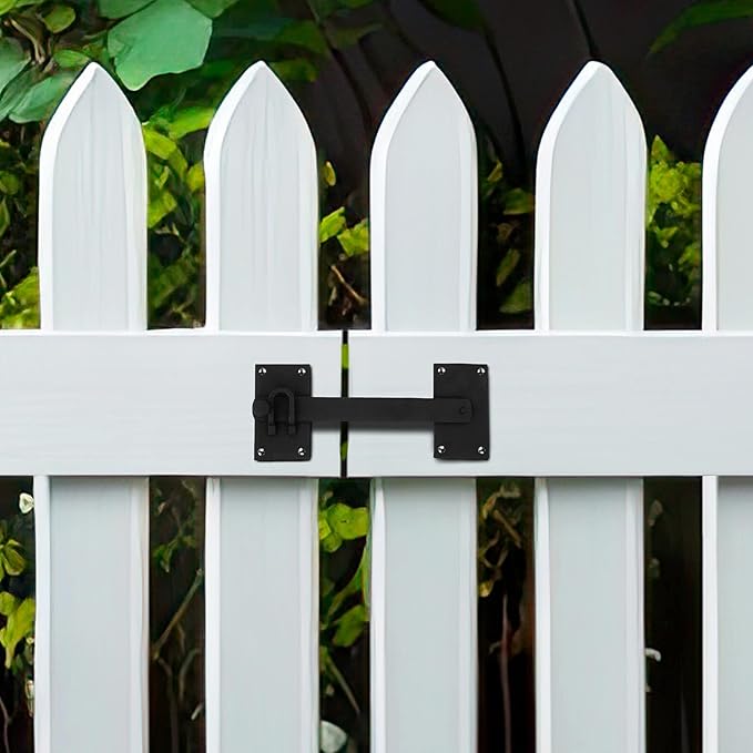 Renovators Supply Manufacturing Black Iron Gate Flip Latch 12" Large Antique Two Sided Flip Locks Rust Resistant Powder Coated Barn Door and Fence Gate Latches with Hardware Pack of 3