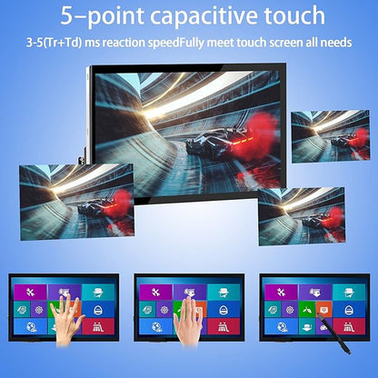 HMTECH Raspberry Pi Screen 10.1 Inch Touchscreen Monitor 1024x600 Portable HDMI Monitor 16:9 IPS Screen Display for Raspberry Pi 5/4/3/2/Zero/B/B+ Win11/10/8/7, Free-Driver