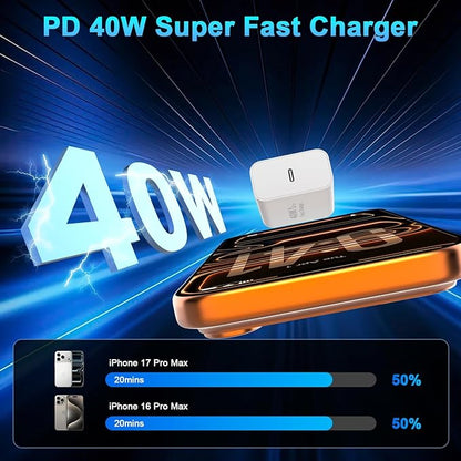 iPhone 17 16 Pro Max Charger Fast Charging, 40W USB C iPhone 16 17 Fast Charger Block with 10 FT Long Type C to C Charging Cable Cord for iPhone 17/17 Pro Max/17 Pro/Air/16/16 Pro Max/15/15 Pro Max
