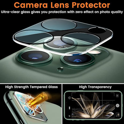3+3 Pack Privacy Screen Protector for iPhone 11 Pro Max 6.5-Inch with 3 Pack Camera Lens Protector, Anti Spy Tempered Glass Film 9H Hardness Bubble Free Case Friendly