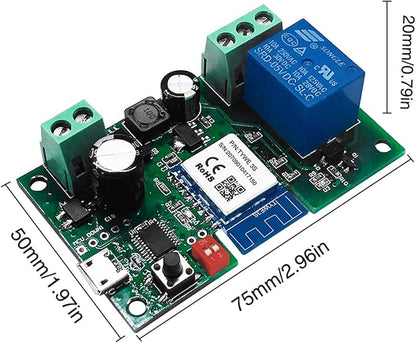WiFi Wireless Inching Relay Switch Momentary DIY Smart Home Remote Control DC 5-32V AC 90-250V Compatible With Alexa Echo IFTTT (Using TUYA/Smart Life APP)