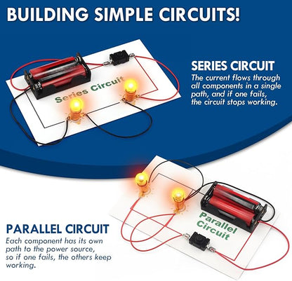 Science Circuit Kit Electricity for Kids Age 8-12, STEM Electrical Circuits Light Bulb Experiment, Electric Energy Technology Project Kits, STEAM Toys Science Gifts for 8 9 10 Year Old Boys Girls