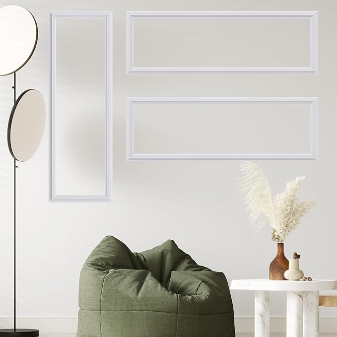 3 PCS Premade Wainscoting Panels Accent Wall Panels for Interior Wall Decor Easy DIY Build and Batten Chair Rail & Picture Frame Door Decor (8 x 24 in)