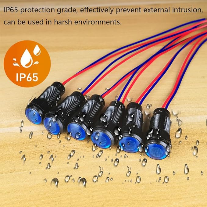 6pcs Blue LED Indicator Pilot Light 110VAC Mounting Hole Size 10mm(Flame Retardant Plastic Shell)
