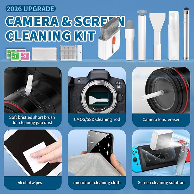 2026 Upgrade Phone Cleaning Kit 47PCS, iPhone Cleaning Kit, Airbud AirPods Cleaning Kit, Keyboard Cleaning Kit, Charging Port Cleaner for Apple Lightning/Android USB-C (White)