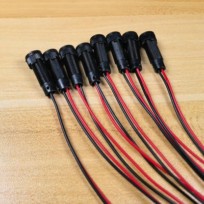 8pcs White LED Indicator Pilot Light AC/DC 12-24V Mounting Hole Size 8mm(Flame Retardant Plastic Shell)