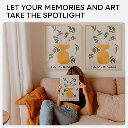 Homeforia 16 x 20 Picture Frame Gold, High End Metal 16x20 Poster Frames with Mat 11x14 Photo, 16 x 20 Gold Frame Matted to 11 by 14 Print, 20x16 Thin Hanging Frame, Tempered Glass, Wall Kit, Set of 3