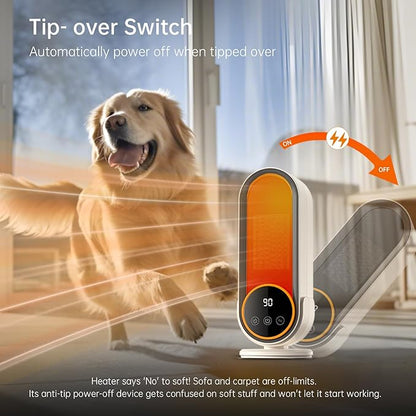 Space Heater Indoor - Energy Efficient Portable Heater with Adjustable Thermostat,1200W PTC Rapid Heating Ceramic Technology with Remote,Intelligent Timing (White, E68S Remote Control)