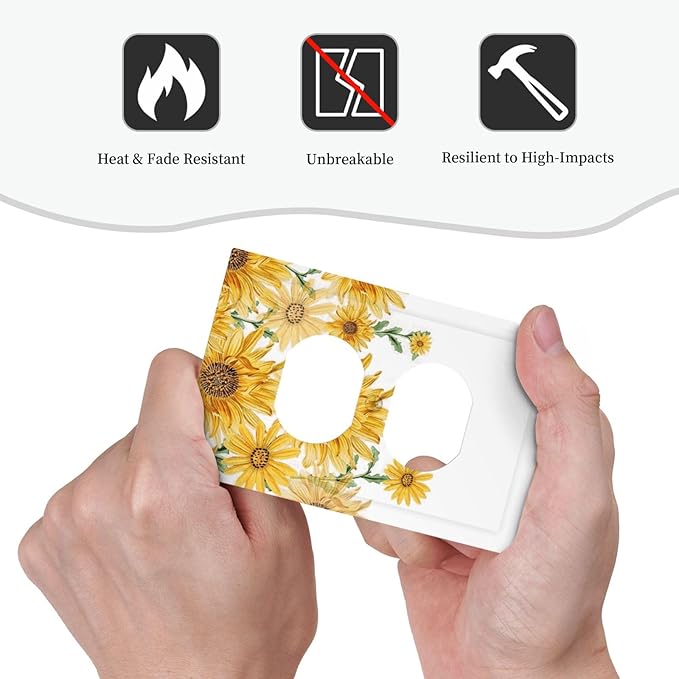 Sunflower Yellow Flowers Floral Outlet Covers 1 Gang Duplex Light Switch Cover Decorative Switch Plates Electrical Receptacle Faceplate Wall Plate for Bed Room Living Room Decor