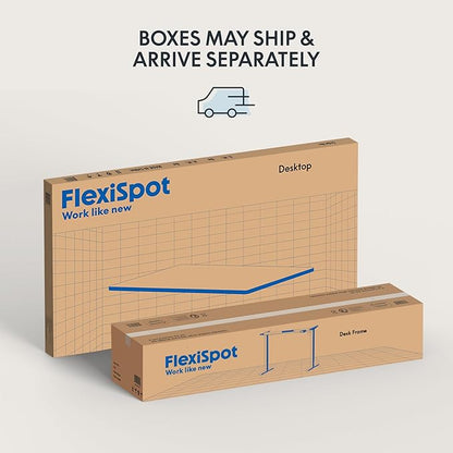 FLEXISPOT EN1 Bamboo Standing Desk, 60 x 30 Inches Whole-Piece Electric Adjustable Height Desk for Home Office (White Frame + Bamboo Top, 2 Packages)