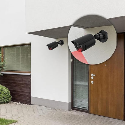 WALI Dummy Fake Simulated Surveillance Security CCTV Dome Camera Indoor Outdoor with One LED Light, Warning Security Alert Sticker Decal (TC-B8), 8 Packs, Black