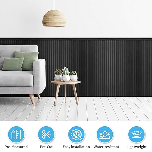 Art3d Wainscoting Wall Panel Kit, 37.8" Tall Beadboard Panels for Walls, Polystyrene Board and Batten Wall Panel Kit, Easy DIY Decorative Trim for Living Room, Kitchen, Bedroom – Covers 31 Sq.Ft