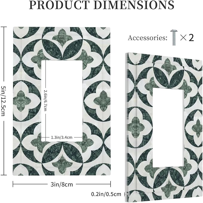 Green Luxury Modern Cubic Marble 1 Gang Single Rocker Decorative Light Switch Covers Electrical Faceplate Switch Plates for Bathroom Kitchen Home