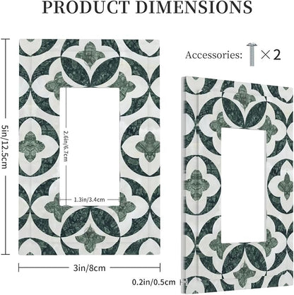 Green Luxury Modern Cubic Marble 1 Gang Single Rocker Decorative Light Switch Covers Electrical Faceplate Switch Plates for Bathroom Kitchen Home
