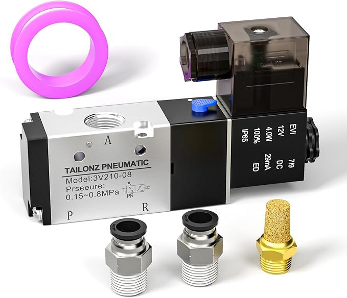 TAILONZ PNEUMATIC 1/4"NPT Solenoid Valve 3V210-08 DC24V Single Coil Pilot-Operated Electric 2 Position 3 Way Connection Type(Junction Box)