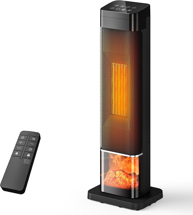 Manastin Space Heaters for Indoor Use, Electric Heaters with Remote, Adjustable Thermostat, 120° Oscillation, 24H Timer, Child Lock & Safety Protection, Portable Heater for Large Room, Office, Garage