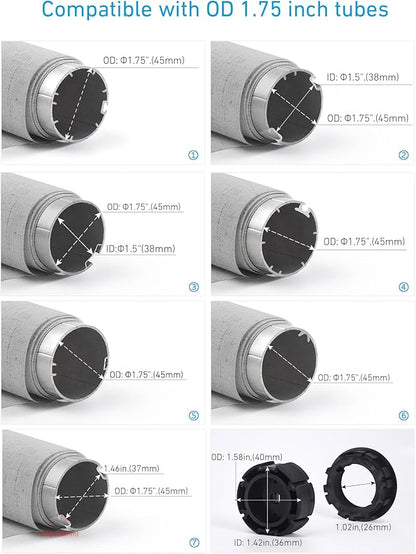 Rollerhouse 1.75"/45mm Roller Shade Battery Powered Motor with Remote Control for Solar Roller Shades Windows