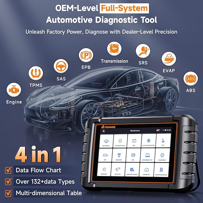 FOXWELL NT809BT Bidirectional Scan Tool, OBD2 Scanner Diagnostic Tool with 30 Maintenances, All System Code Reader for Cars and Trucks, Wireless Automotive Diagnostic Tools, FCA Support, 3-Year Update