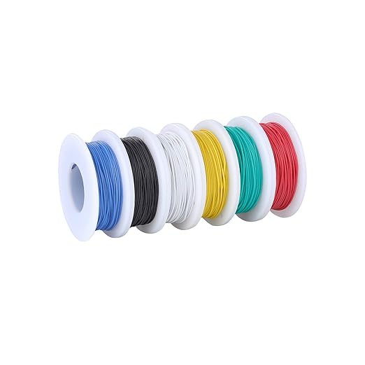TUOFENG 28 awg Wire Solid Core Hookup Wires-6 Different Colored Jumper Wire 50 ft Each, 28 Gauge Tinned Copper Wire PVC (OD: 1.17mm) Hook up Wires Kit