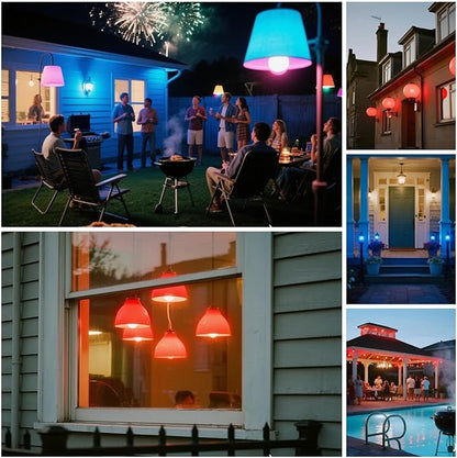 3 Color Temperature LED Bulb E26 Medium Base 60W Equivalent, Red and Blue Color Changing Light Bulb 3CCT A19 LED 6W Clear Glass, Not Dimmable, 2 Pack